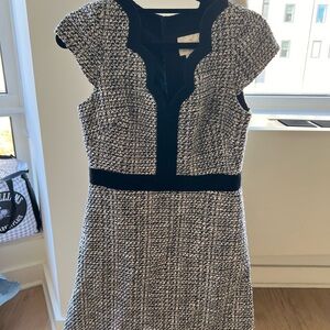 Elegant Black and White Tweed Dress